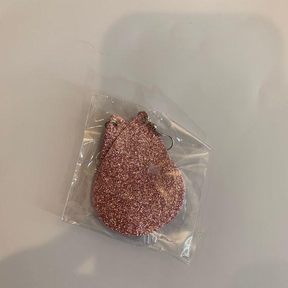 Faux Leather Teardrop Pink Glitter Dangle Earrings - Picture 5 of 7